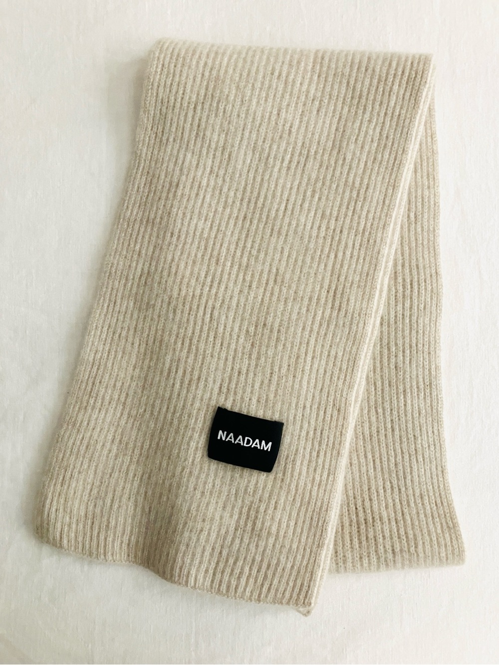 NAADAM Signature Cashmere Ribbed Scarf in Oatmeal